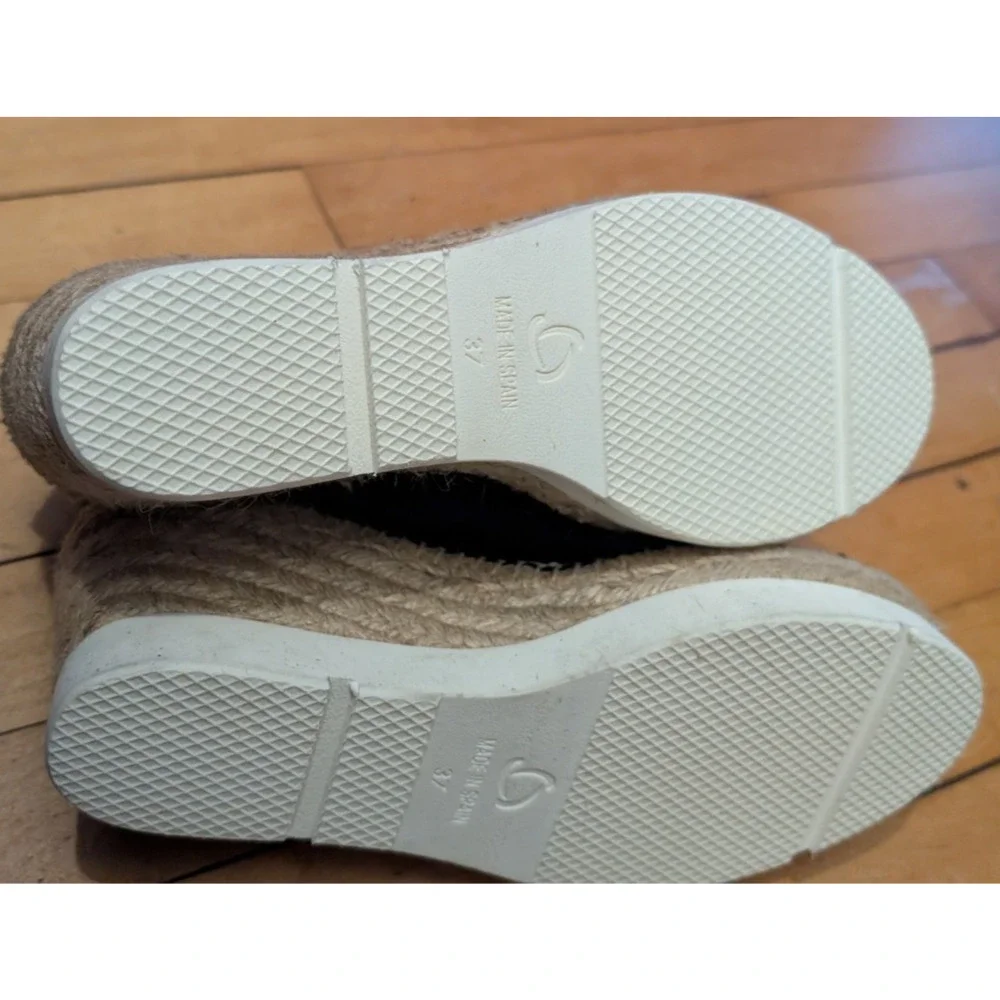 Kanna Womens Moira‎ Sandals Black Suede Wedge Espadrilles Sandals Size 37